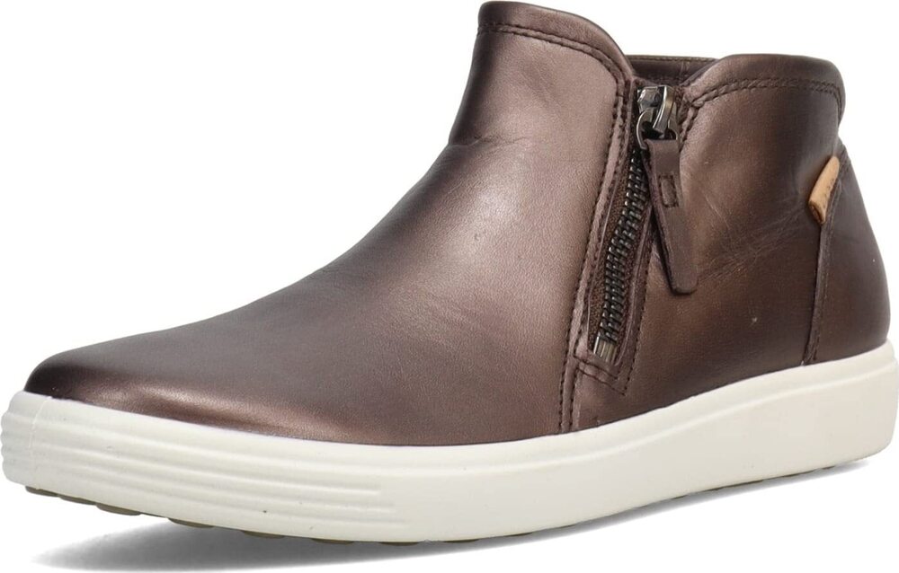 ECCO Womens Soft 7 Low Bootie Sneaker, Shale Metallic, 8-8.5